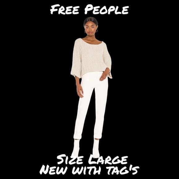 Free People Sweaters - Free People Oversized Knit Cropped Pullover Sweater Size Large - New with Tags